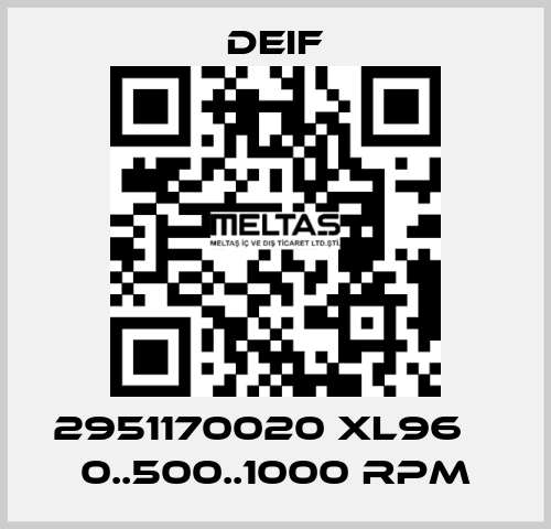 2951170020 XL96    0..500..1000 RPM Deif