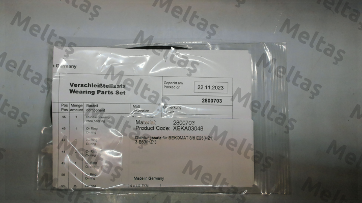 SET OF SEALS FOR BM6EPN25 Beko