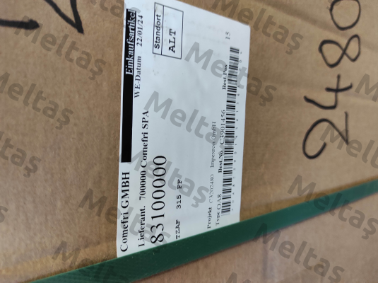 P/N: 83103100, Type: TZAF 315 FF RA Comefri