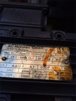 Type: JM 90LC 2, obsolete, replacement PDM-2-B3-3-100L-A-Z1UL (brand ATG) (check type of construction)  AC Motoren