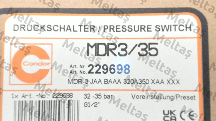 229698 / MDR 3/35 / MDR-3 JAA BAAA 320A350 XAA XXX Condor