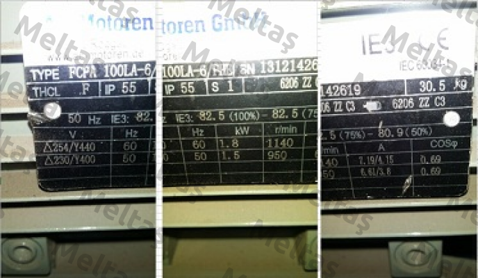 FCPA 100LA-6/PHE obsolete, replaced by IE3AC10LA600  AC Motoren