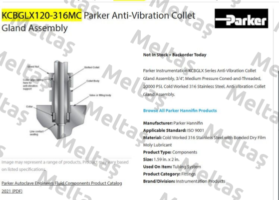 KCBGLX120-316MC Parker