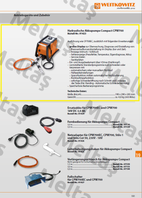 91430/Hydraulische Akkupumpe CP700 (mit Display) - ersetzt 91423 WEITKOWITZ