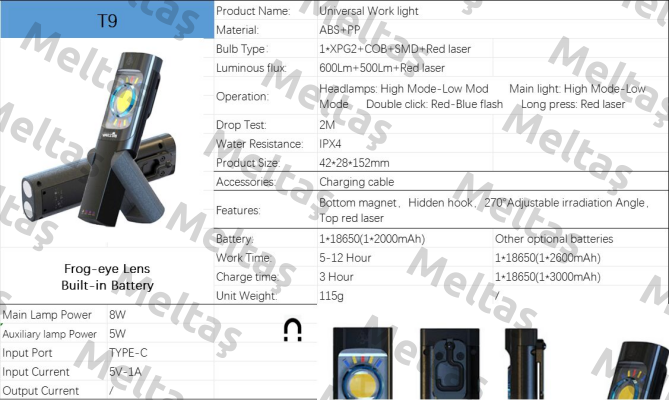 T9 Universal Work light WARSUN