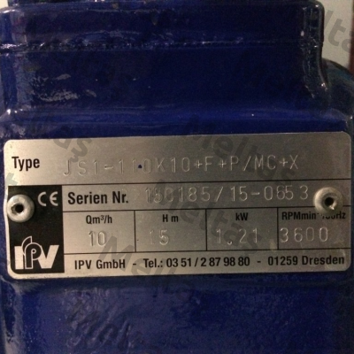 JS 1-110 K10+F+P/MC+X Pu.-Nr. D2150185/15-0658 replacement (aggregate) P/N: 10009143 Type: JS1-110K10+F+P/MC+X  Varisco pumps