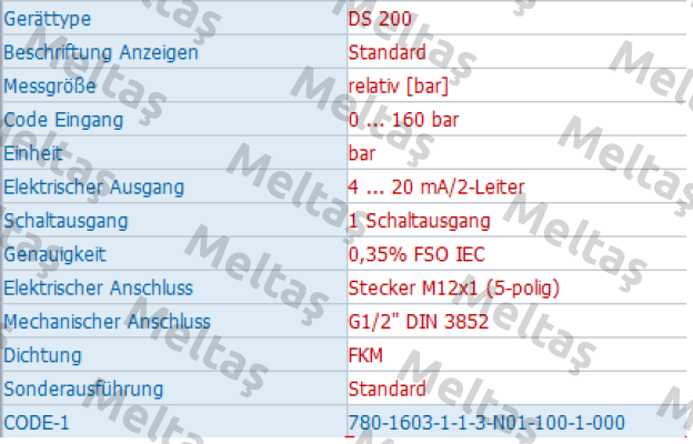 DS200 780-1603-1-1-3-N01-100-1-000 Bd Sensors