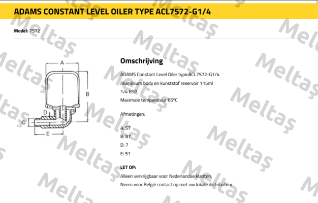 ACL 7572 1/4" BSP-ZINK Adams Lube