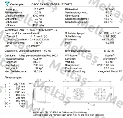 GACC RX 050.1/2-70.A-1820877P  Guntner