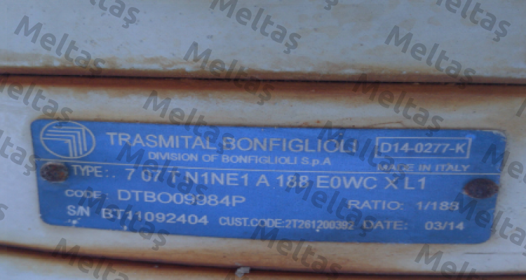 707 T N1NE1 A 188 E0WC X L1 Bonfiglioli