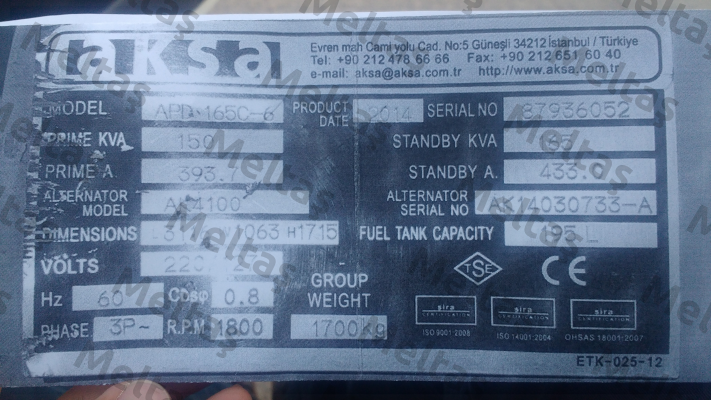 APD 165C-6 - obsolete , replacement is APD 165 A  AKSA