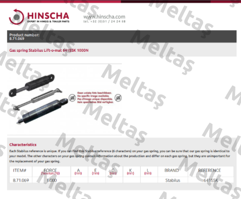 6415SK / 1000N Stabilus