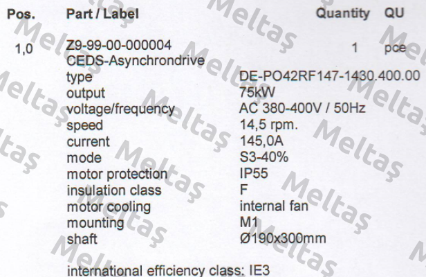 Type DE-PO42RF147-1430.400.00  Ceds Duradrive