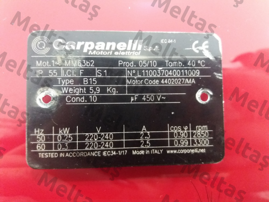 Mot.1 MM63b2  Motor Code: 4402027/MA Type: B15 Carpanelli