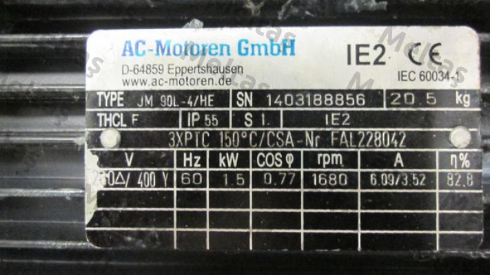 JM 90L-4/HE old code, new code FCA 90 L-4/HE AC Motoren