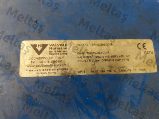 M9S1502L4CD/P  Valvole Hofmann