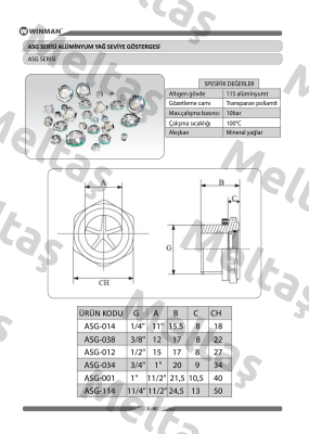  ASG-001, alternative is Level gauge eye 1"  Winman