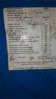P/No.J7000401 KHLE 35 - 900 - 4K - 11 - 6 - R0  Comefri