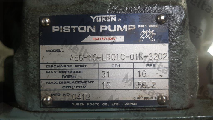 A56H16-LR01C-01K-3202 old code - new code A56H16-LR01C-01K-3203 Yuken