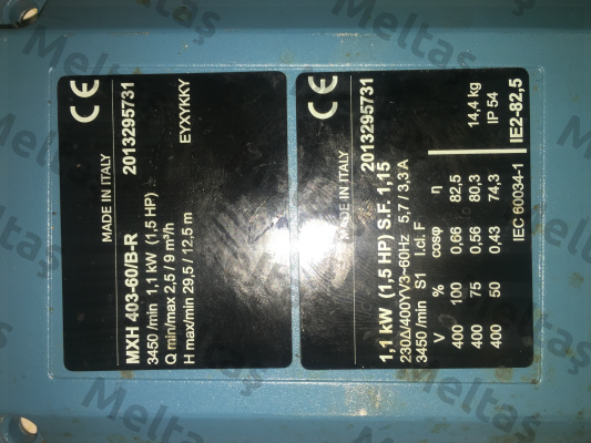 62242051000. replacement by MXH 403-60/C-1 Calpeda