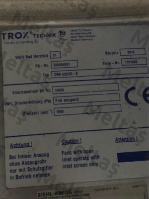 DRH 630/25-6 - obsolete ,replaced by  DRVF 630/30- 8 Trox Technik