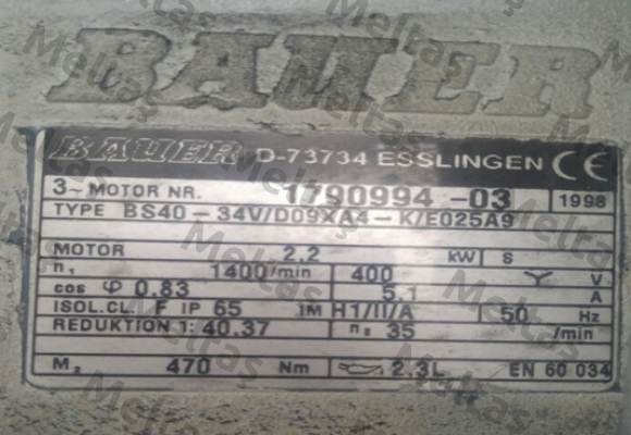 Type: BS40-34V/D09XA4-K/E025A9 Bauer