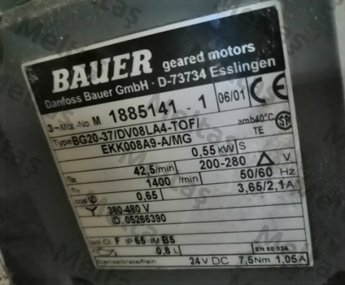 Type: BG20-37/DV08LA4-TOF/EKK008A9-A/MG Bauer