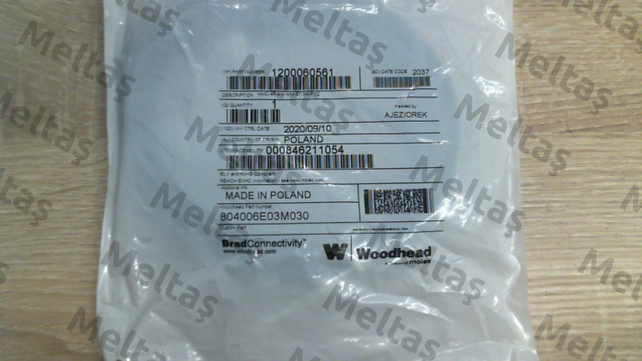 PN:1200060561 (804006E03M030), Type: MMC-4P-4W-MM-ST-3M-PVC Molex