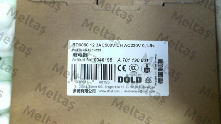 p/n: 0046195, Type: BD9080.12 3AC500V UH AC230V 0,1-5s Dold