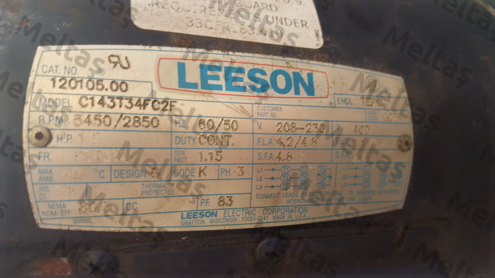 propeller to cool the pump Leeson C143T34FC2F  Leeson