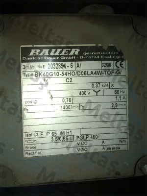 Type:BK40G10-54HO/D08LA4W-TOF-G Bauer