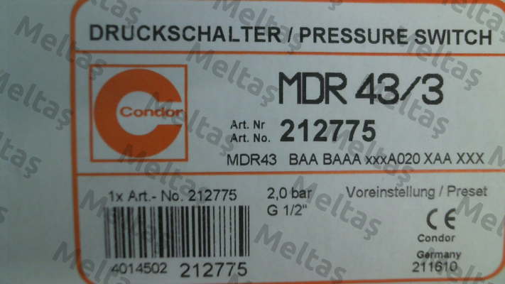 P/N: 212775, Type: MDR 43/3 Condor