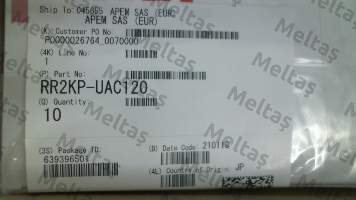 P/N: 209208, Type: RR2KP-UAC120 Idec