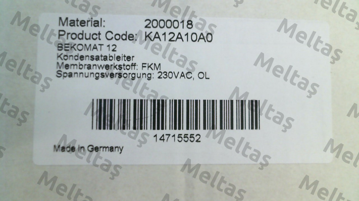 P/N: 2000018, Type: BEKOMAT 12 Beko