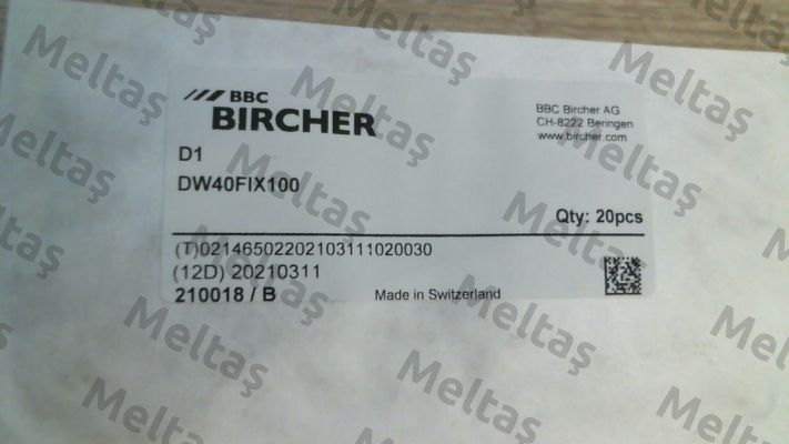 210018 / DW40FIX100 Bircher