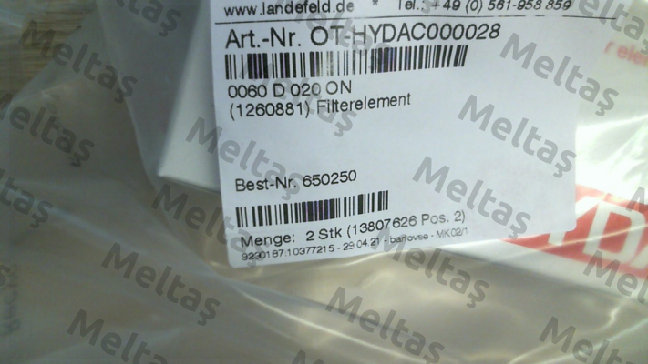 1260881 / 0060 D 020 BN4HC Hydac