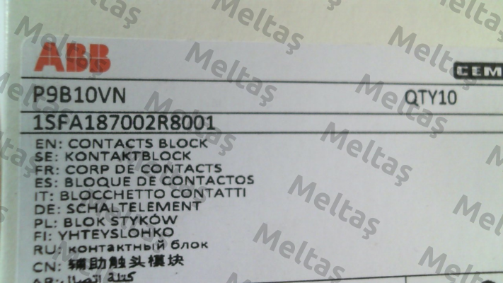 P/N: 187002, Type: P9B10VN Cema (General Electric)