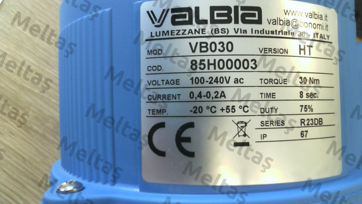 Ball valve type 2500 1  1/2" with electric actuator VB30 Valbia