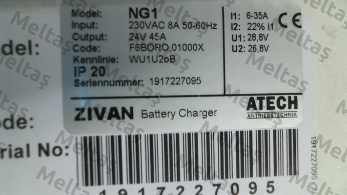 F6BORO.01000X , type  NG1 230/24V 35 A ZIVAN