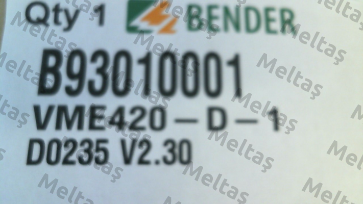 p/n: B93010001, Type: VME420-D-1    Bender