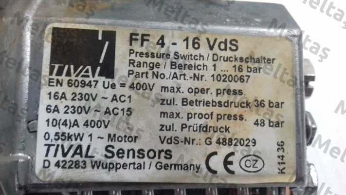 P/N: 1020067, Type: FF 4-16 VdS DAI VdS Tival-Sensors
