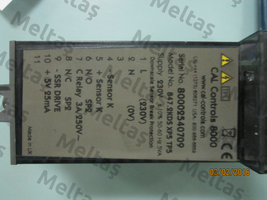 TYPE:CAL 8000, SN:80002540709 Cal Controls