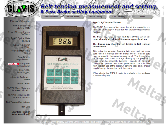 Type 5 acoustic belt meter  Clavis