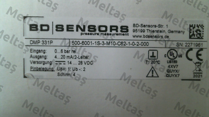 500-6001-1S-3-M10-C62-1-0-2-000 Bd Sensors
