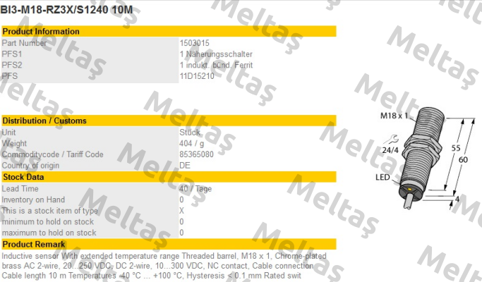 BI3-M18-RZ3X/S1240 Turck