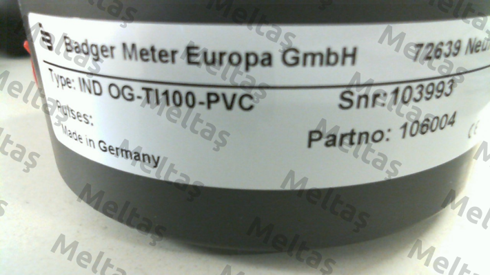 P/N 106004 Type: Industrial OG-TI100-PVC Badger Meter