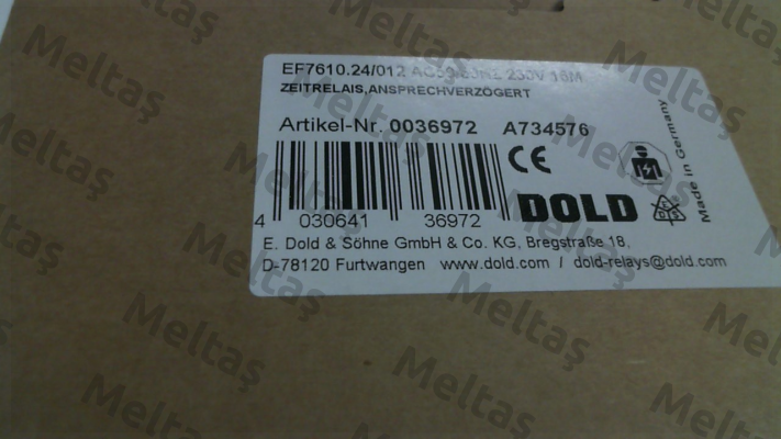 p/n: 0036972, Type: EF7610.24/012 AC50/60HZ 230V 16M Dold