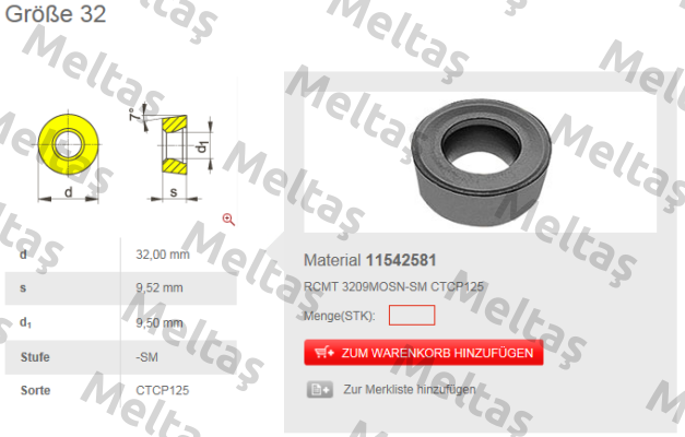 RCMT 3209MOSN-ZM HCX1125 (CT 115 42581)  Ceratizit