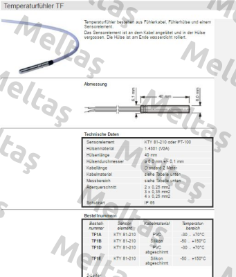 KTY81-210, PVC, 2m   TF1A-2 (Art. 100117)  Welba