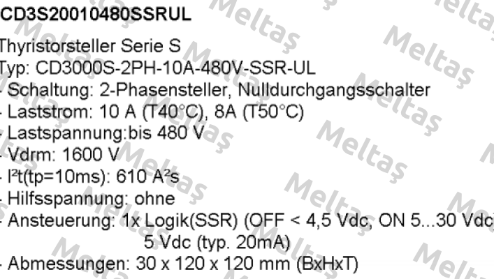 Typ: CD3000S-2PH-10A-480V-SSR-UL CD AUTOMATION